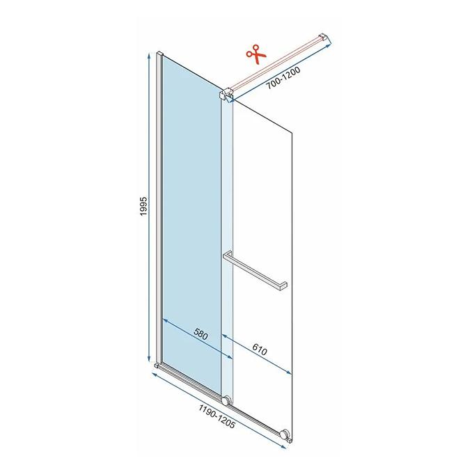 Zuhanyfal Walk-in Cortis Rea K8880 120x200 black