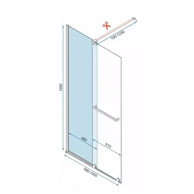 Zuhanyfal Walk-in Cortis Rea K7740 100x200 black
