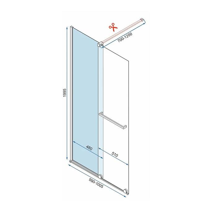 Zuhanyfal Walk-in Cortis Rea K7740 100x200 black