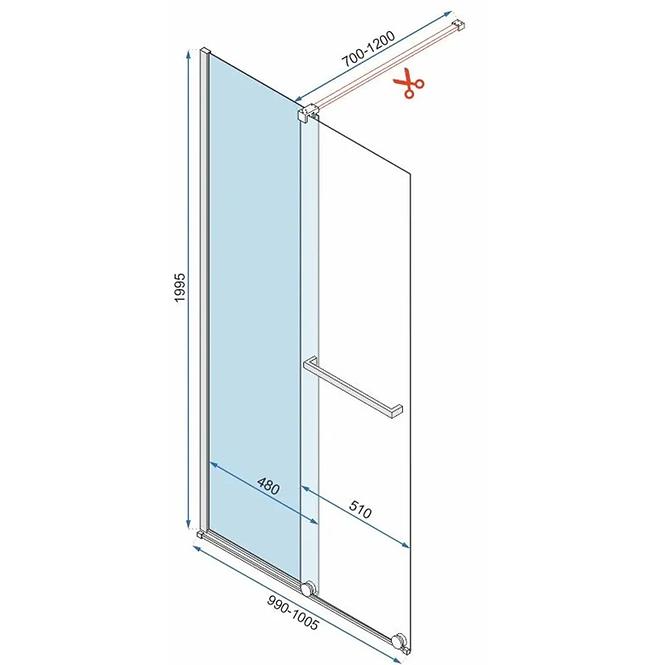 Zuhanyfal Walk-in Cortis Rea K8484 100x200 gold