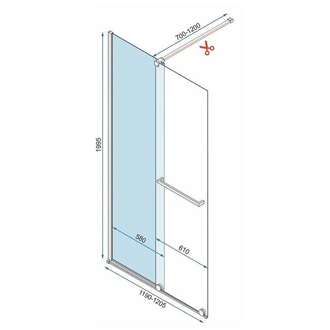 Zuhanyfal Walk-in Cortis Rea K8485 120x200 gold