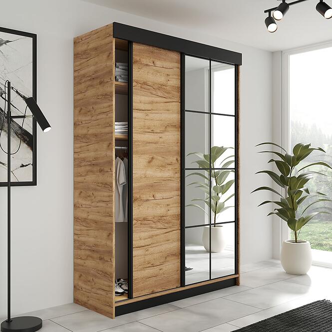 Szekrény Lamaro 167 tölgy craft arany + fekete betétek,2