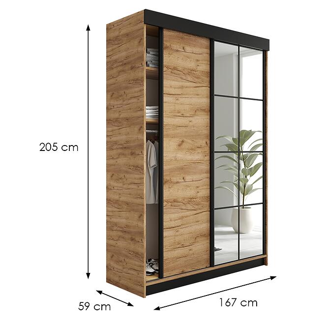 Szekrény Lamaro 167 tölgy craft arany + fekete betétek,3