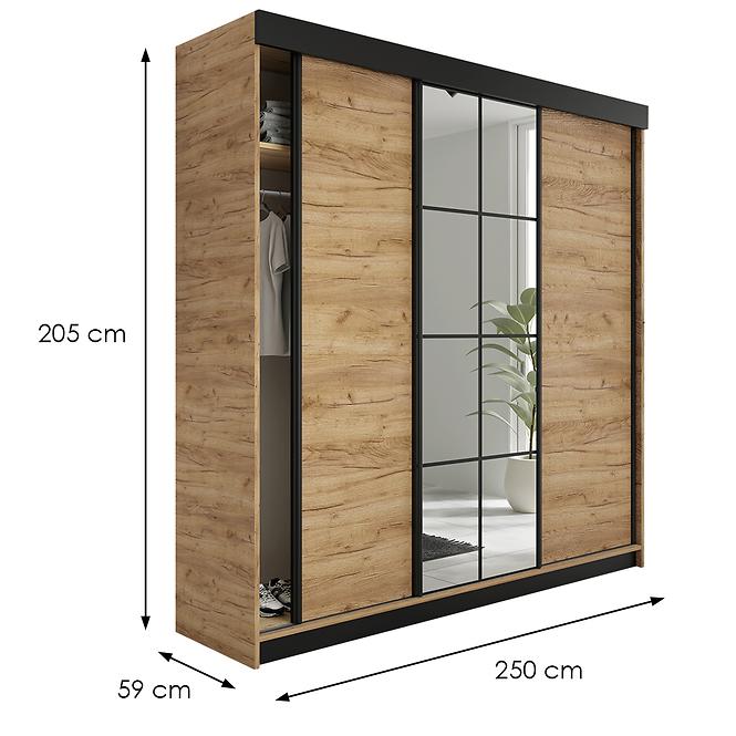 Szekrény Lamaro 250 dub craft arany + fekete betétek