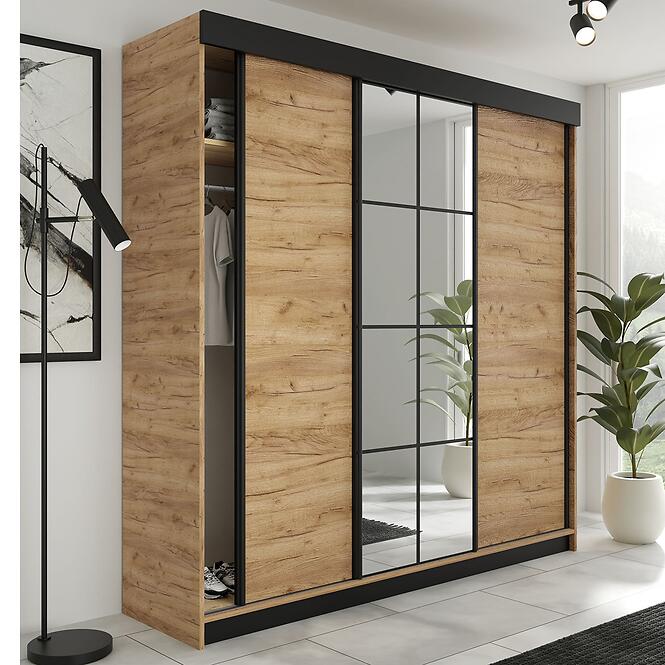 Szekrény Lamaro 250 tölgy craft arany + fekete betétek,2