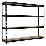 Fém állvány RR1-6020-4 fekete 200x237x60cm - 4 polc/450kg