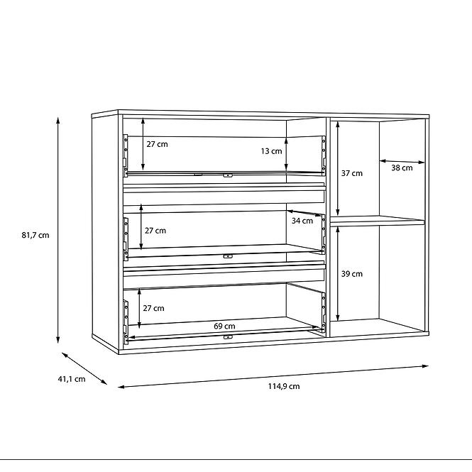 Komód Whiteheaven LNBK222B-M216,6