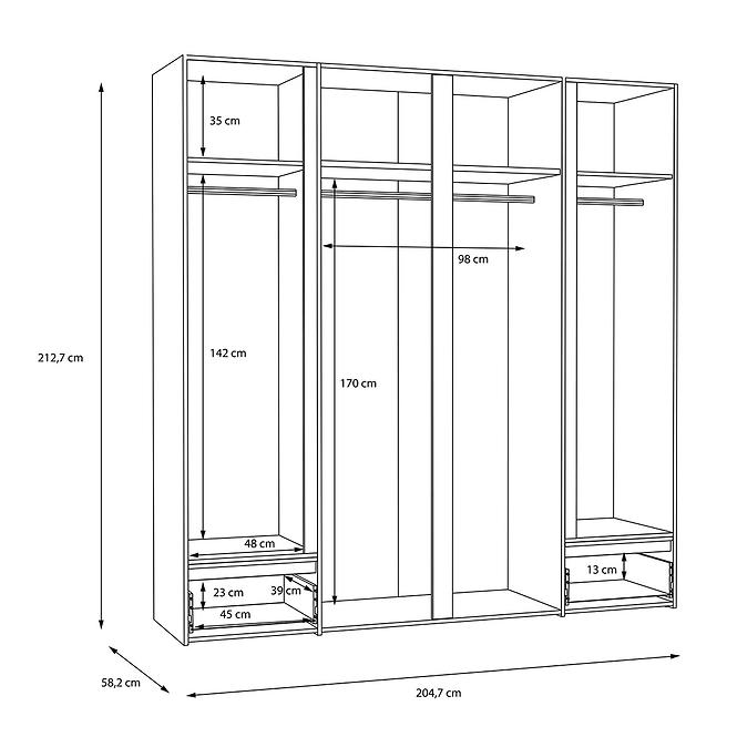 Szekrény Whiteheaven 205 cm LNBS3411B-M216 világítással,6