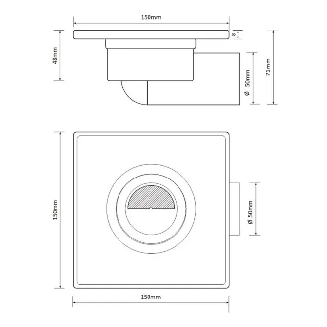 Talajlefolyó Axus 15x15 rotary 360 FI50 fekete