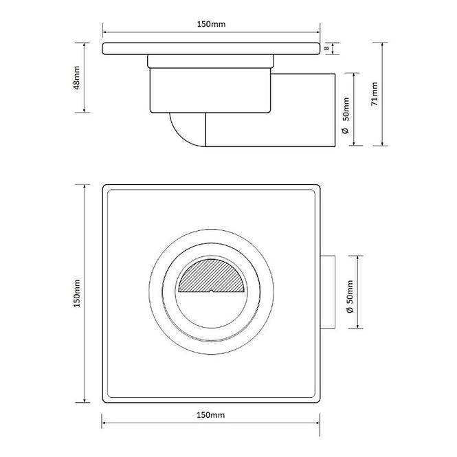 Talajlefolyó Axus 15x15 rotary 360 FI50 fekete