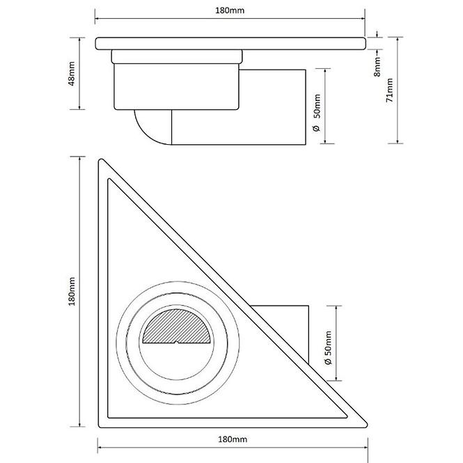 Talajlefolyó Axus 18x18 sarok- forgatható 360 FI50