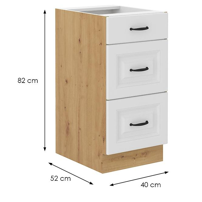 Konyhaszekrény Stilo fehér matt/artisan 40D 3S BB,2