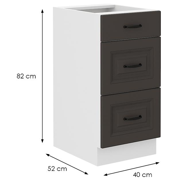 Konyhaszekrény Stilo grafit matt/fehér 40D 3S BB,2