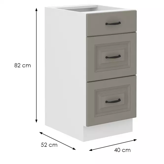 Konyhaszekrény Stilo claygrey/fehér 40D 3S BB