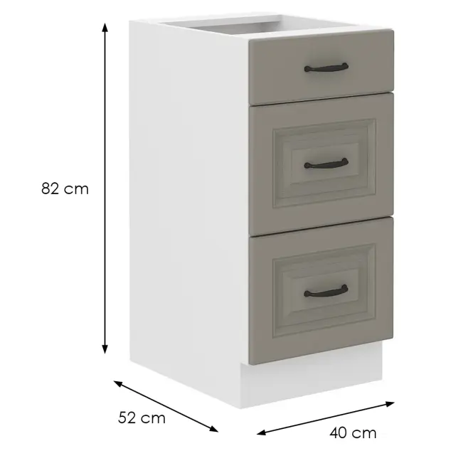 Konyhaszekrény Stilo claygrey/fehér 40D 3S BB,2