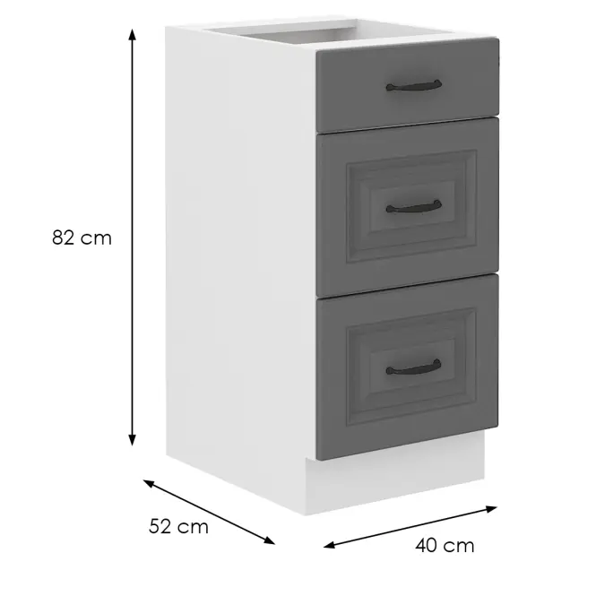 Konyhaszekrény Stilo dustgrey/fehér 40D 3S BB,2