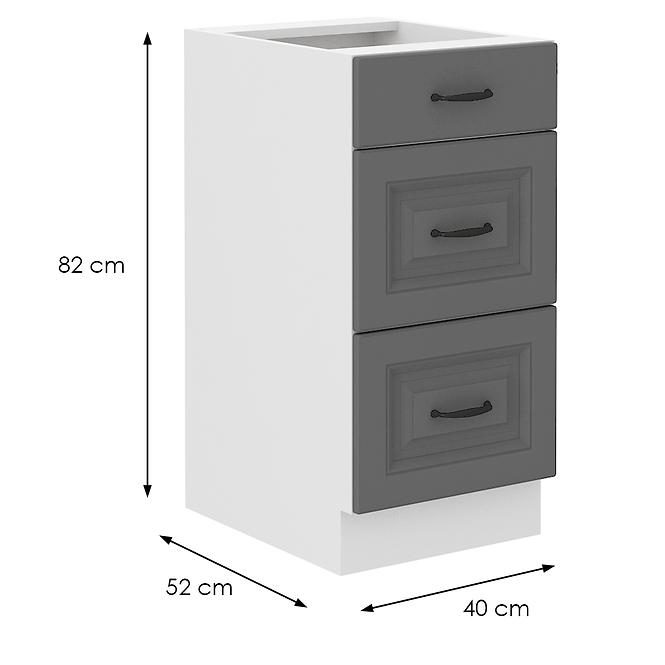 Konyhaszekrény Stilo dustgrey/fehér 40D 3S BB,2