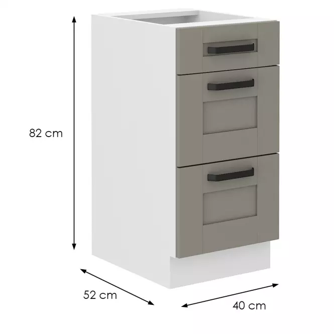 Konyhaszekrény Luna claygrey/fehér 40D 3S BB
