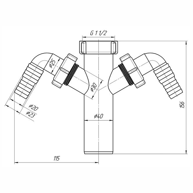 Szifon csatlakozó GW 1 1/2˝ x fi 40 mm