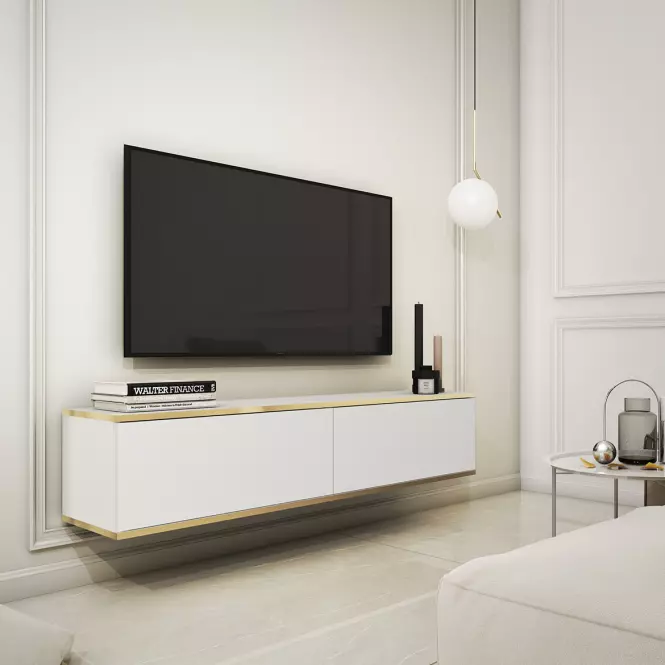 Szekrény RTV Oro 135 fehér,3