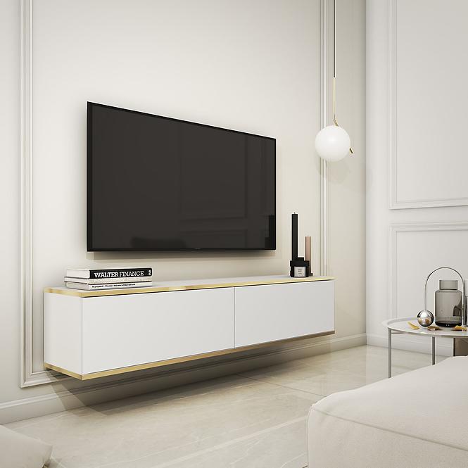 Szekrény RTV Oro 135 fehér,3