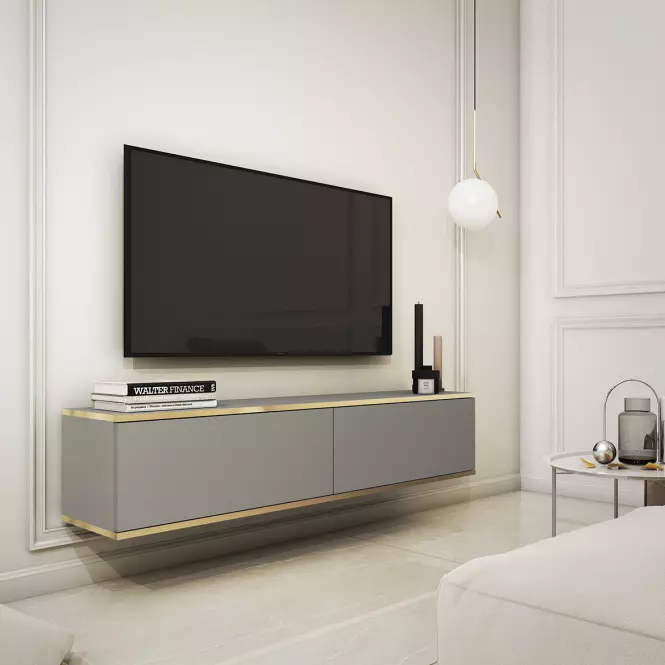 Szekrény RTV Oro 135 szürke,3