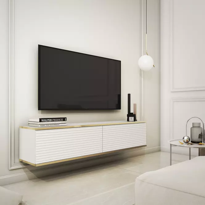 Szekrény RTV Oro 135 MDF fehér,3