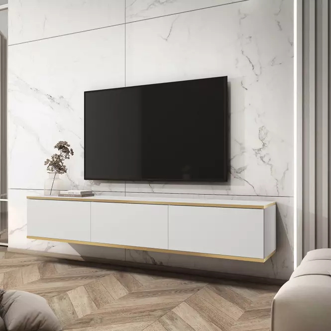 Szekrény RTV Oro 175 fehér,3