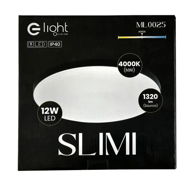 Mennyezeti lámpa SLIMI 12W 4000K fekete