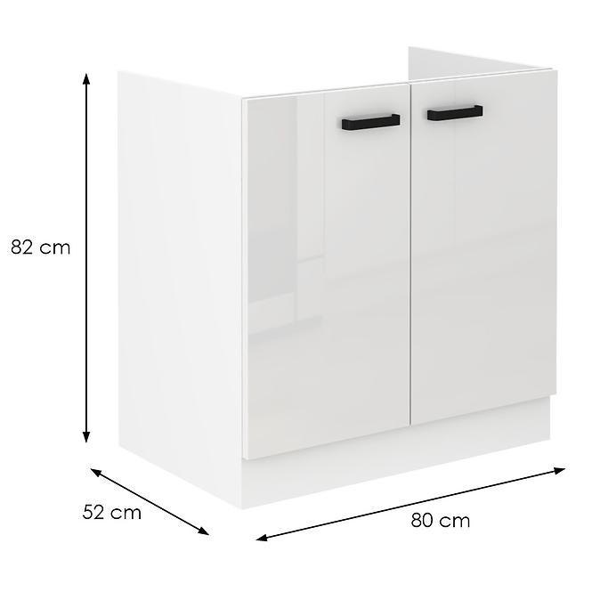 Konyhaszekrény MIA fényes fehér/fehér 80zl 2f bb,2