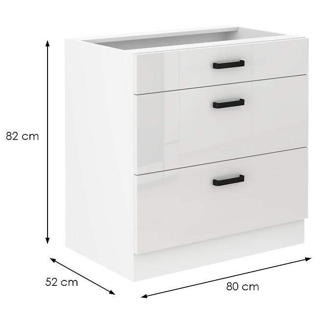 Konyhaszekrény MIA fényes fehér/fehér 80d 3s bb,2