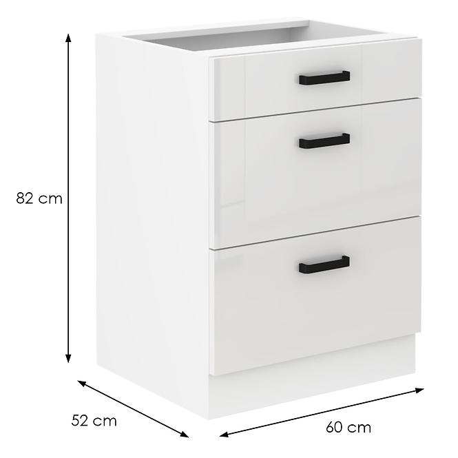 Konyhaszekrény MIA fényes fehér/fehér 60d 3s bb,2
