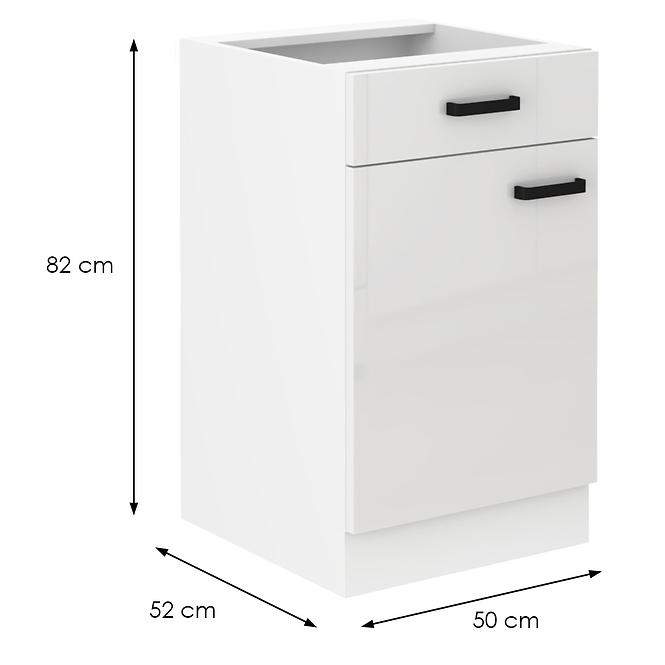 Konyhaszekrény MIA fényes fehér/fehér 50d 1f 1s bb,2