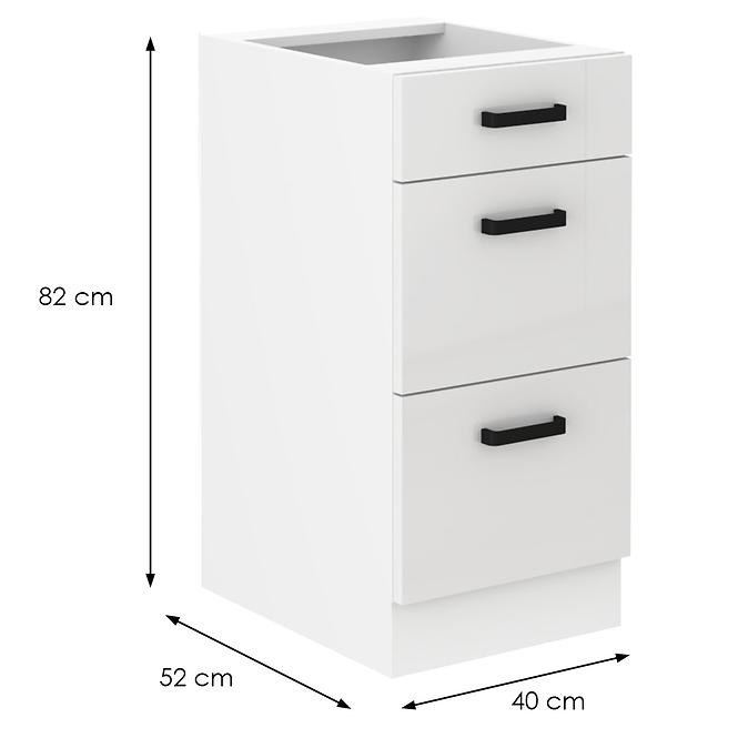 Konyhaszekrény MIA fényes fehér/fehér 40d 3s bb,2