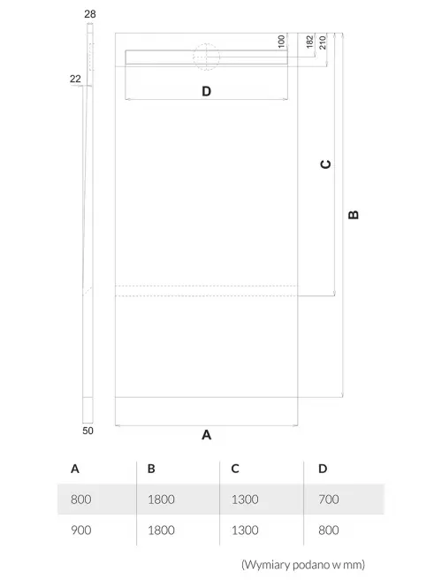 Fürdőkád a csempe alatt Steel 130+50x80x5/12,5*10.033/OLSL