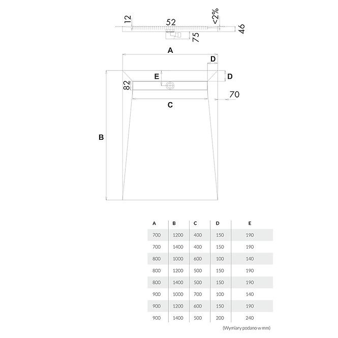 Fürdőkád a csempe alatt Steel 70x120x5/12,5*10.005/OLKB/SL