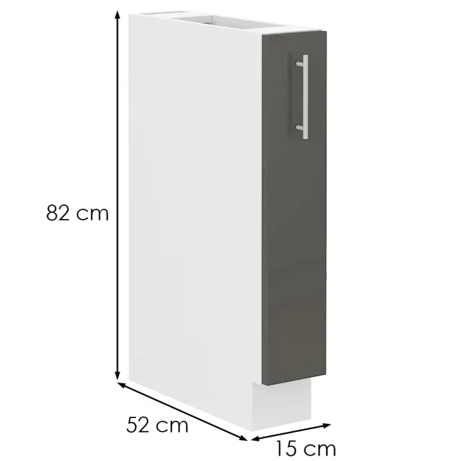 Konyhaszekrény Lara 15D cargo bb MDF szürke,2
