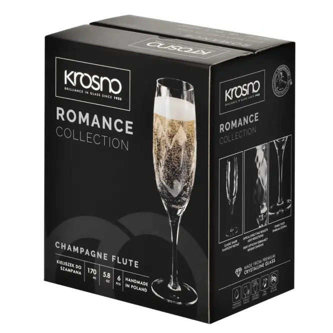 Pohár na šampanské Romance Krosno 170 ml 6 db,3