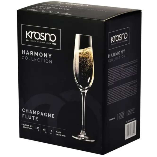 Pohár na šampanské Harmony Krosno 180 ml 6 db,3