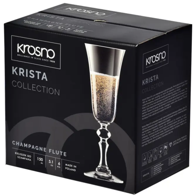 Pohár na šampanské Krista Krosno 150 ml 6 db