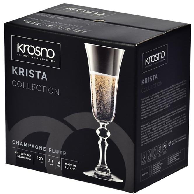 Pohár na šampanské Krista Krosno 150 ml 6 db