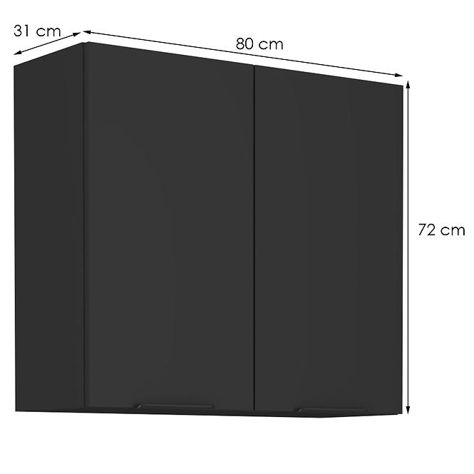 Konyhaszekrény Siena fekete matt 80g-72 2f