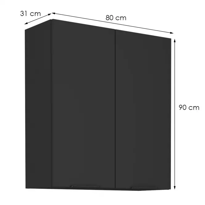 Konyhaszekrény Siena fekete matt 80g-90 2f