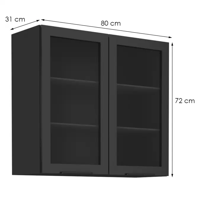 Konyhaszekrény Siena fekete matt 80gs-72 2f,2