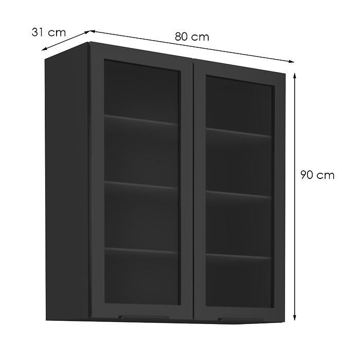Konyhaszekrény Siena fekete matt 80gs-90 2f