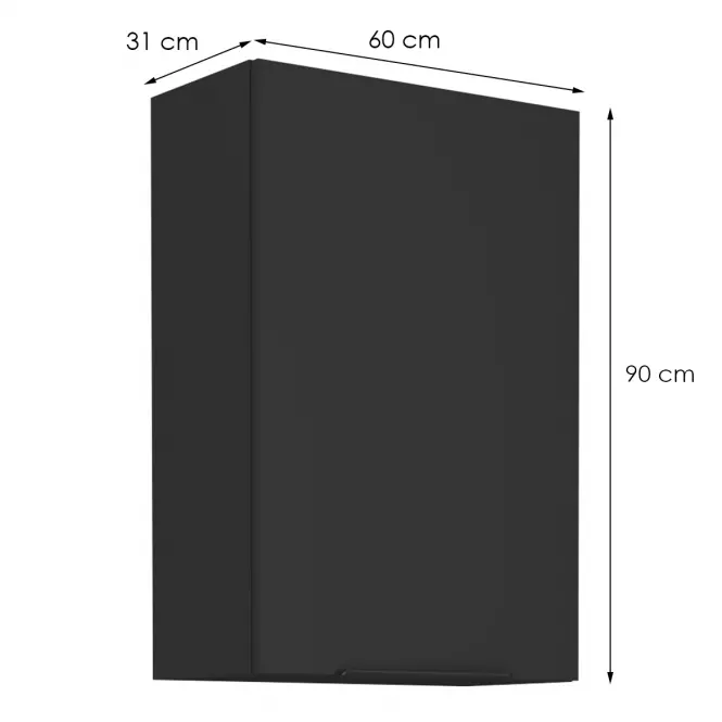Konyhaszekrény Siena fekete matt 60g-90 1f