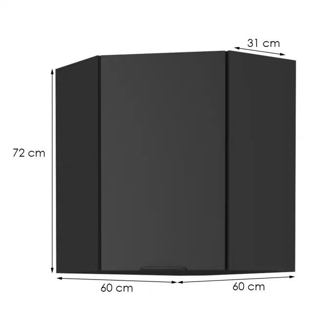 Konyhaszekrény Siena fekete matt 60x60 Gn-72 1f (45°)