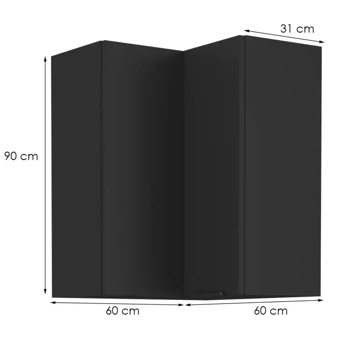 Konyhaszekrény Siena fekete matt 60x60 Gn-90 1f (90°),2