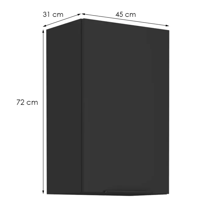 Konyhaszekrény Siena fekete matt 45g-72 1f,2