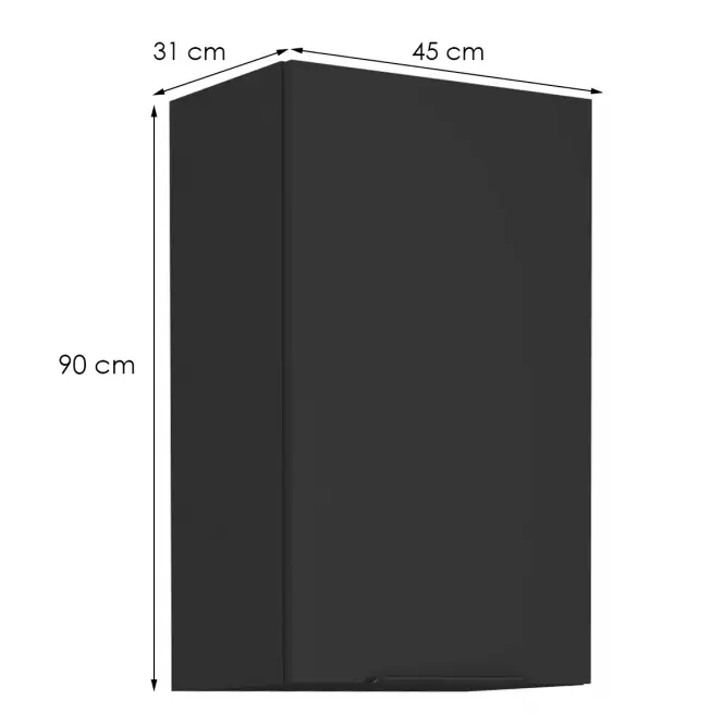 Konyhaszekrény Siena fekete matt 45g-90 1f
